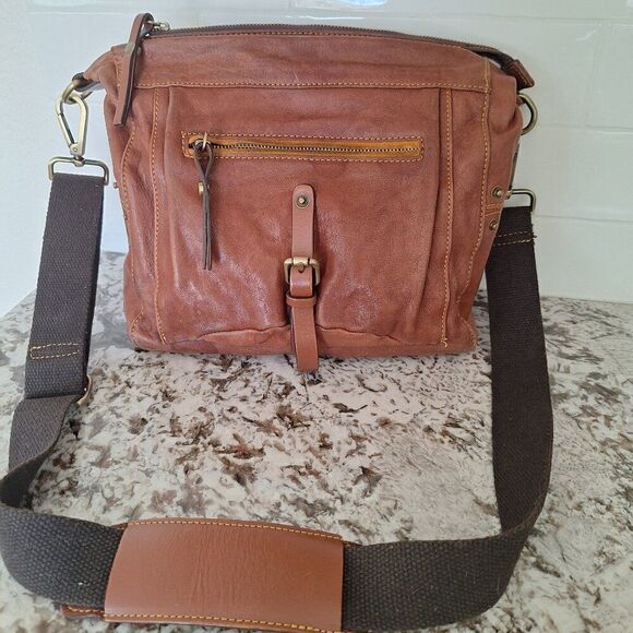 Sundance Brown Leather Crossbody - Picture 1 of 13